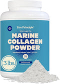 Zen Principle Marine Collagen Peptides Powder 3lb. Wild-Caught Fish Non-GMO. Supports Healthy Skin Hair Joints and Bones. Hydrolyzed Type 1 &amp 3 Protein. Amino Acids Unflavored Easy to Mix.