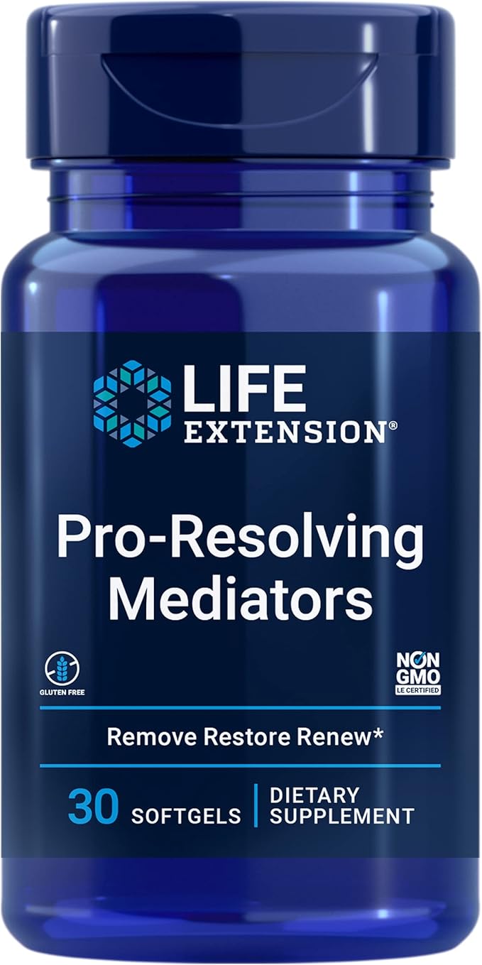 Life Extension Pro-Resolving Mediators 18-HEPE 17-HDHA 14-HDHA Supports The Body’s Natural Post-inflammatory Response Gluten Free Non-GMO 30 softgels
