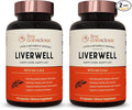 LiverWell Liver Cleanse Rejuvenation Metabolic Support - Liver Supplement for Liver Health w/Highly Bioavailable Milk Thistle Extract N-Acetyl Cysteine Alpha Lipoic Acid Zinc Selenium - 2 Pack
