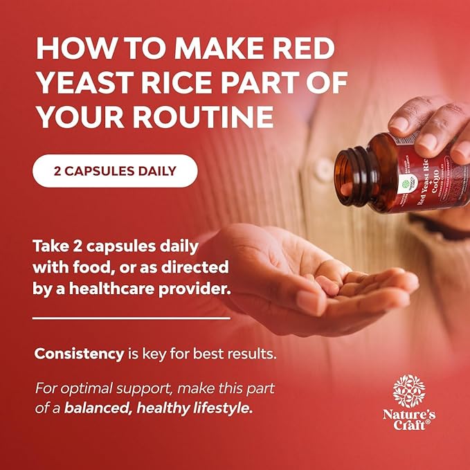 Red Yeast Rice with CoQ10 Supplement - Advanced Healthy Heart &amp Healthy Cholesterol Levels Formula for Men &amp Women - Extra Strength Capsule with Red Yeast Rice 1200 mg Capsules with CoQ10 - 12