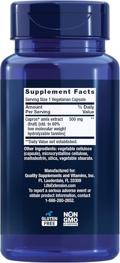 Life Extension Advanced Lipid Control amla Extract Indian Gooseberry Heart Health endothelial Health Vegetarian Gluten-Free 60 Capsules