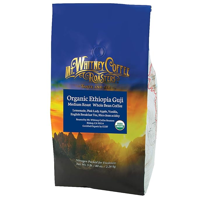 Mt. Whitney Organic Ethiopia Guji Coffee (Whole Bean 5 Lb)