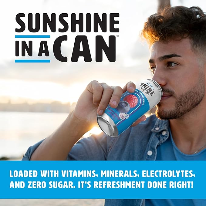 Shine Water Mixed Berry Acai Vitamin D Electrolyte Drink | Zero Sugar Hydration Beverage with Magnesium Zinc &amp Antioxidants | Low Calorie Plant-Based Vitamin Water | 12 Pack