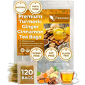 Premium Turmeric Ginger Cinnamon Tea Bags | 100% Natural Hand-made Blend ginger tea | Ginger Turmeric Herbal Tea | No Sugar No Caffeine No Gluten Vegan (120 Bags)