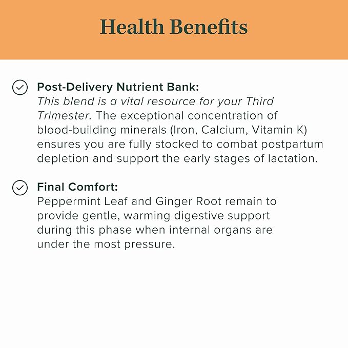 Jade Tea - Organic Third Trimester Tea | Pregnancy Tea - Toning &amp Birth Preparation | Maximized Uterine Health for Labor &amp Postpartum Recovery | Caffeine-Free Fair Trade Sustainable Made In