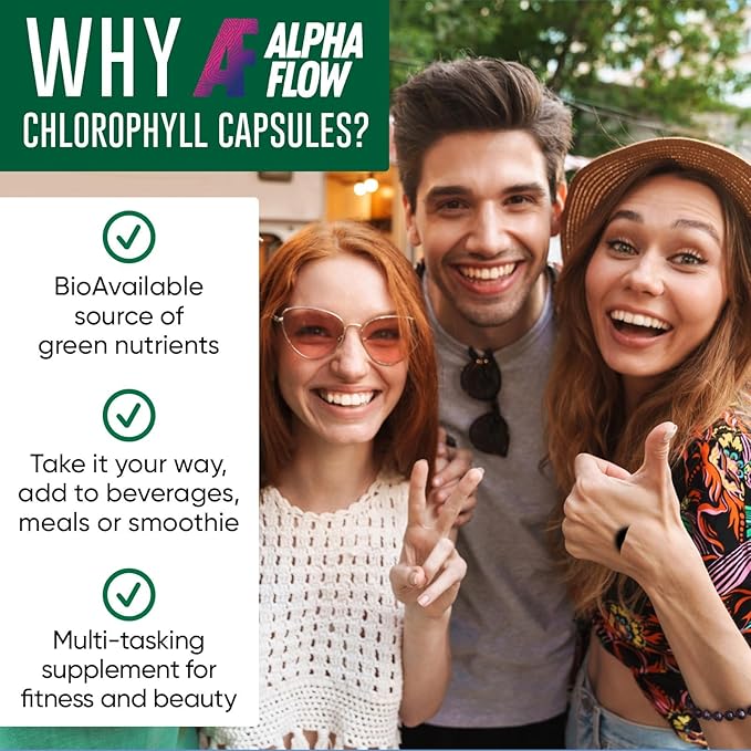 Chlorophyll Capsules 600 mg - Natural Chlorophyll Pills for Women &amp Men - Highly BioAvailable Chlorophyll Supplement for Energy Immunity Skin + Internal Deodorant