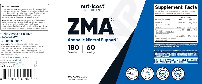 Nutricost ZMA 180 Capsules (3 Bottles)
