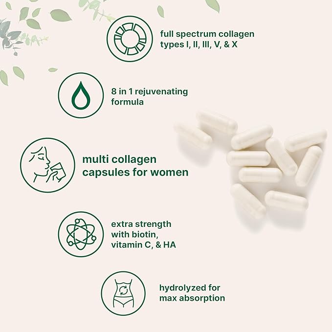 Micro Ingredients 8-in-1 Multi Collagen Capsules &amp L-Theanine 200mg with Magnesium Glycinate Softgels | Grass-Fed Collagen Peptides | Amino Acid &amp Mineral Complex Bundle 2 Pack