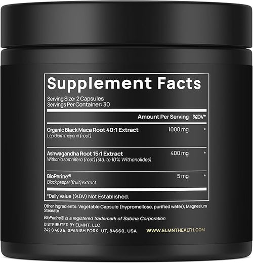 40000mg 40x Strength Organic Black Maca Root w. Ashwagandha - #1 Highest Potency Black Maca Root Capsules for Men Supplement 40:1 Extract - 100% Pure Maca Peruana Maca Powder Pills Gelatinized