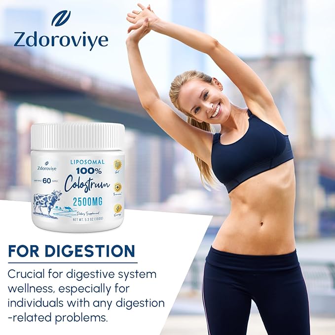 Liposomal Bovine Colostrum Powder Supplement 2500 mg Higher Absorption Than Regular Bovine Colostrum (60 Servings)