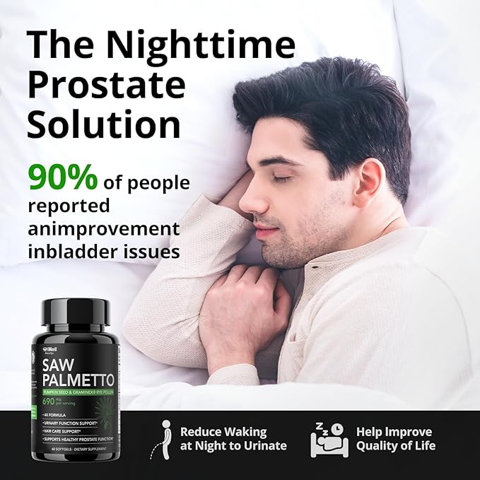Saw Palmetto for Men Prostate Health Supplement Pharmaceutical Grade - Pumpkin Seed Oil - Graminex - Nettle Supports Urinary Function &amp Hair Loss PreventionDHT Blocker 60 softgels