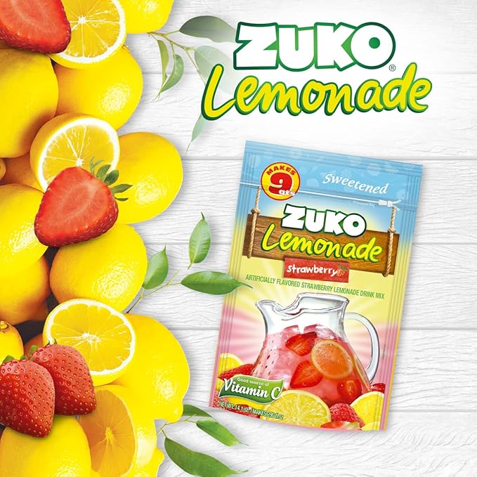 Zuko Strawberry Lemonade Instant Powder Drink | Family Pack | No Sugar Needed | Vitamin C | 14.1 Ounce (Pack of 6)