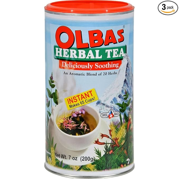 Olbas Herbal Tea 7 Ounce 3 Per Case Swiss Herbal Blend with 20 Soothing Herbs &amp Essential Oils Sore Throat and Stress Relief Tea Warming Comfort Calms Stomach Power to Breathe