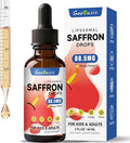 Organic Saffron Extract Liquid Drops 88.5mg Liposomal Saffron Supplements for Kids &amp Adults with Holy Basil Rosemary Turmeric L-Theanine Focus Stress &amp Energy Support Vegan 2 FL OZ