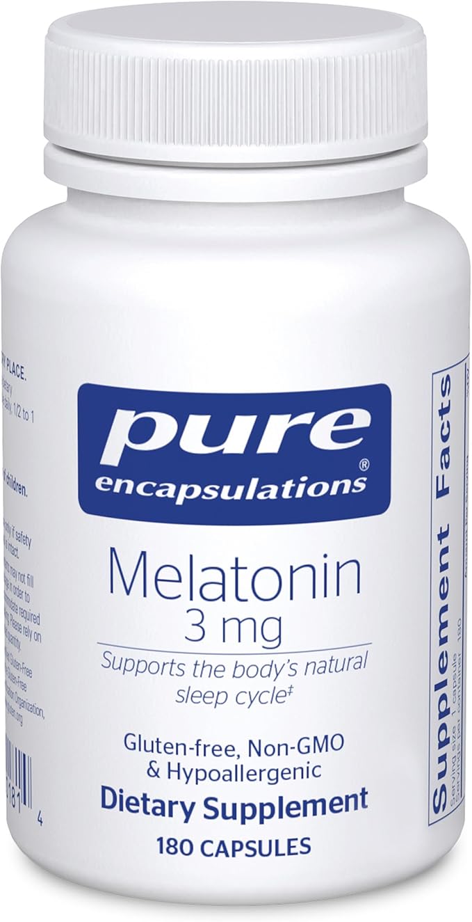 Pure Encapsulations Melatonin 3 mg - Antioxidant Supplement to Support Natural Sleeping &amp Relief of Occasional Sleeplessness - for Natural Sleep Support* - 180 Capsules