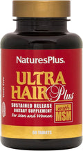 NaturesPlus Ultra Hair Plus - 60 Sustained Release Tablets - Nutritional Support for Healthy Hair Structure - Gluten Free - 30 Servings