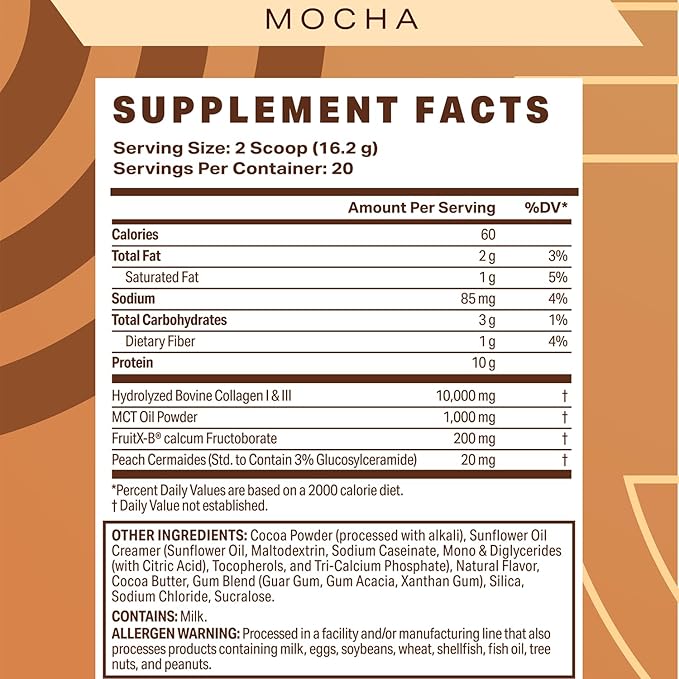 Podium Nutrition Morning Collagen Mocha 20 Servings Collagen Protein Gluten Free Soy Free