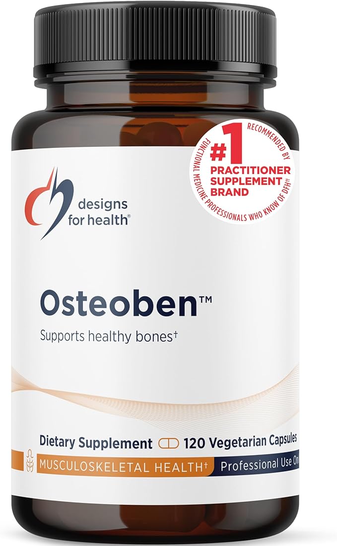 Designs for Health Bone Support Formula - Osteoben with Soy-Free Genistein Complex - Non-GMO Bone Vitamins Supplement with Vitamin D K Zinc Calcium + Magnesium (120 Capsules)