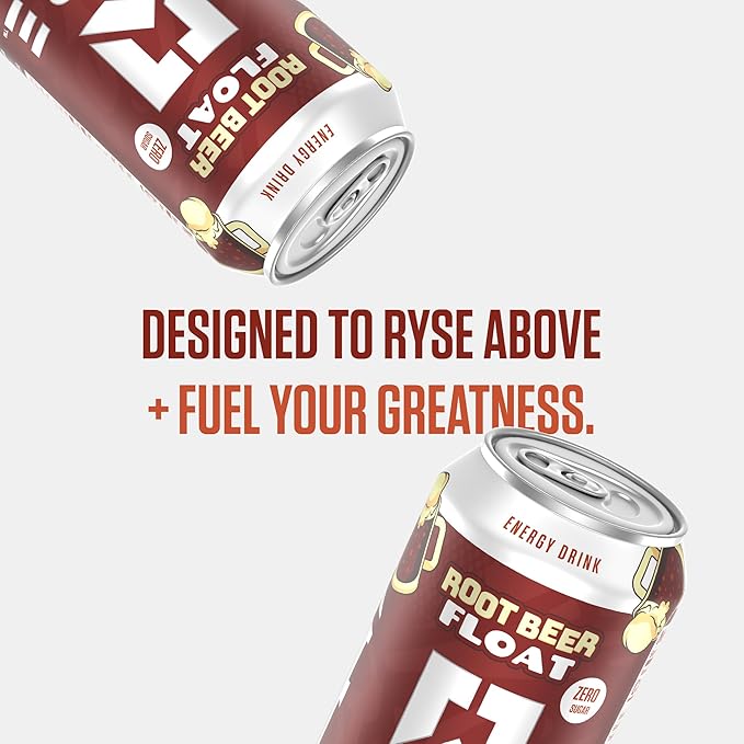 RYSE Fuel Energy Drink - Root Beer Float - Sugar Free - 200mg Natural Caffeine New Formula to Supports Cognitive Health &amp Improves Focus - No Artificial Colors - 16 fl oz Cans (12-Pack)