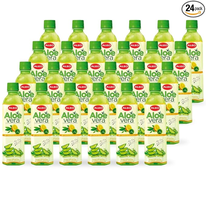 ALEO 0.5L Premium Green tea and Lemon Aloe Vera Drink - Natural No Preservatives No Artificial Colors Superior Taste Award 2025