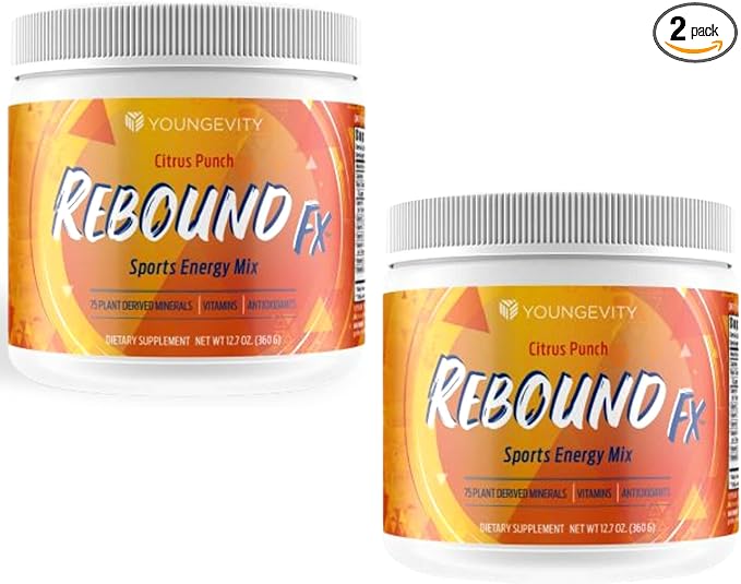 Youngevity Rebound Fx Citrus Powder 360g – Supplement for Energy Enriched with Vitamins Minerals and Antioxidants – Immune System Booster Powder - Energy Vitamins Drink Mix for Women &amp Men (2 P