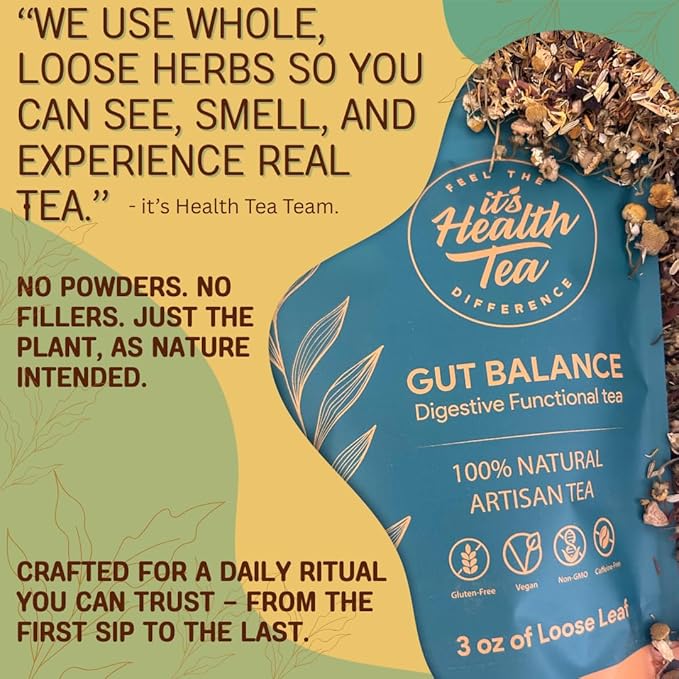 Gut Balance Herbal Tea – Supports Overall Gut Microbiome Health &amp Occasional Bloating Support | After-Meal Digestive Comfort | Caffeine-Free Loose Leaf Botanical Blend (35 Unbleached Tea Bags Incl