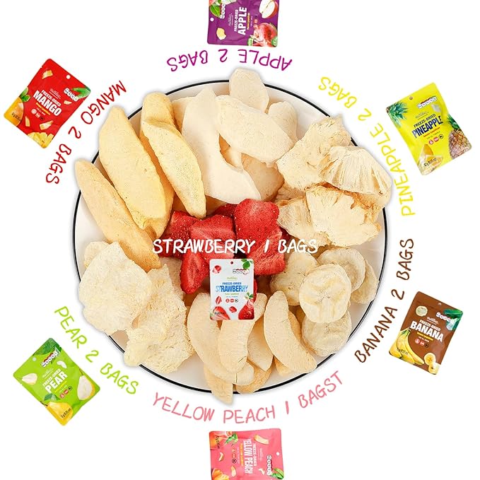 ONETANG Freeze-Dried Mixed Fruit 12 Pack Single-Serve Pack Non GMO Kosher No Add Sugar Gluten free Vegan Holiday Gifts Healthy Snack 0.35 Oz