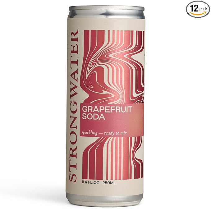 Strongwater Sparkling Grapefruit Soda - 12 Pack Cans (8.4 Fl Oz Each) - Premium Craft Cocktail Mixer Made with Rocky Mountain Water Grapefruit Sea Salt - Real Cane Sugar No Artificial Flavor