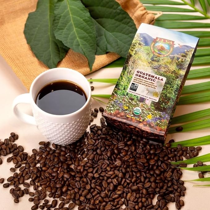Low Acid Organic Coffee – Whole Bean Mold-Free &amp Stomach Friendly by Java Planet Guatemalan Single Origin Coffee Medium Roast Smooth Full Flavored 5LB Bag
