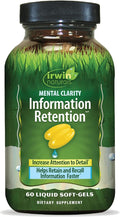 Irwin Naturals Mental Clarity Information Retention - 60 Liquid Soft-Gels - Helps Increase Attention to Detail &amp Retain and Recall Information Faster - 30 Total Servings
