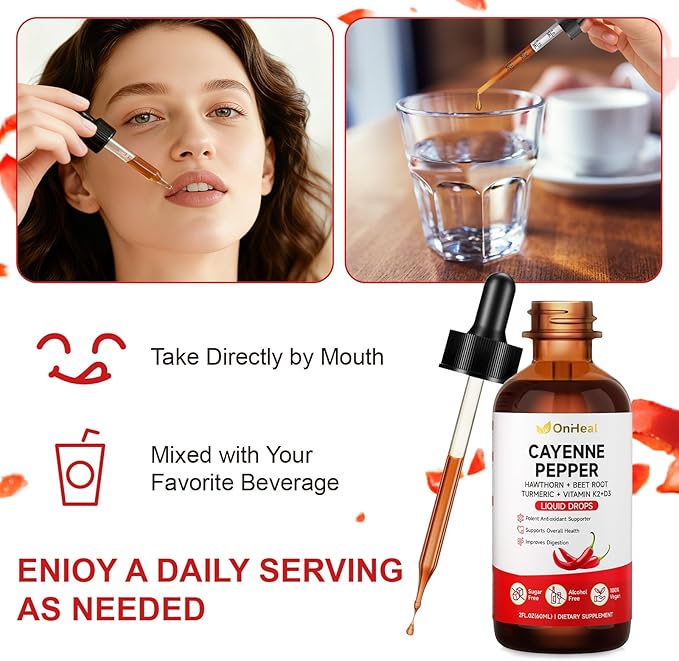 Pure Capsaicin Extract Contains Hawthorn Beetroot Turmeric Vitamins K2 and D3 Ginseng Ceylon Cinnamon - Capsaicin Supplement for Health Benefits - 60ml