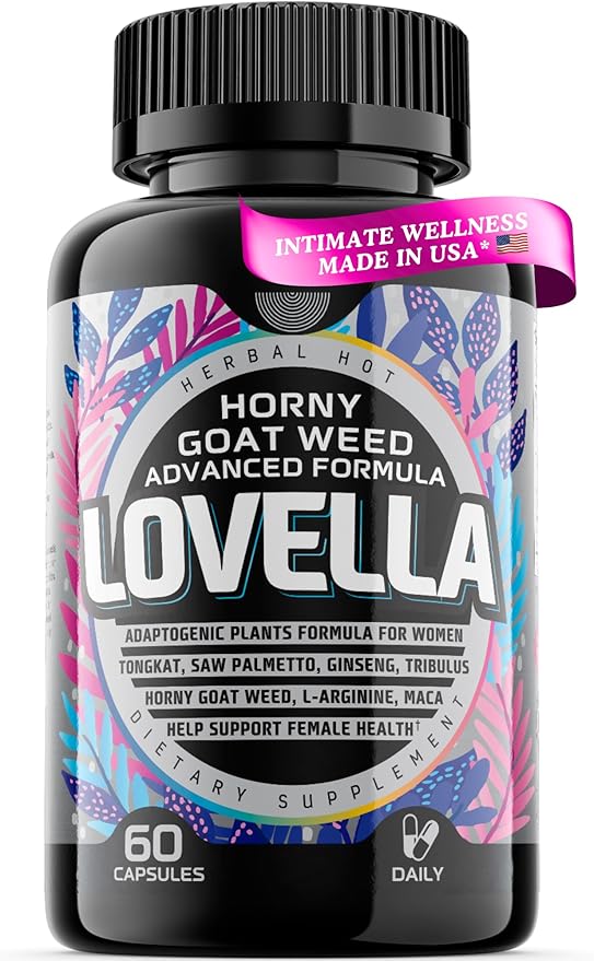 Hornygoatweed Women - Libido Booster for Women Mood Energy Fast Acting Libido Supplement w. Maca Root Female Libido Booster w. Ginseng Tribulus Hormone Balance Support Enhancer Pills - 60ct USA