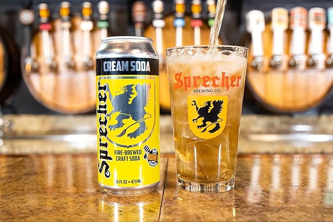 Sprecher Cream Soda &amp Orange Dream Craft Soda – Fire-Brewed with Real Honey Handcrafted Gourmet Beverages Caffeine-Free – 16 fl oz Cans (24 Pack Total)