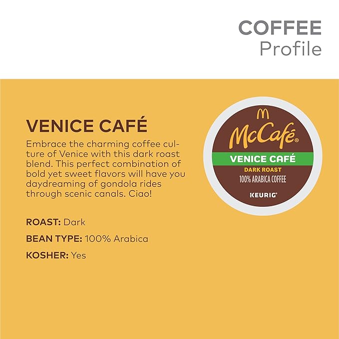 McCafe Venice Cafe Single Serve Coffee Keurig K-Cup Pods Dark Roast Coffee 72 Count