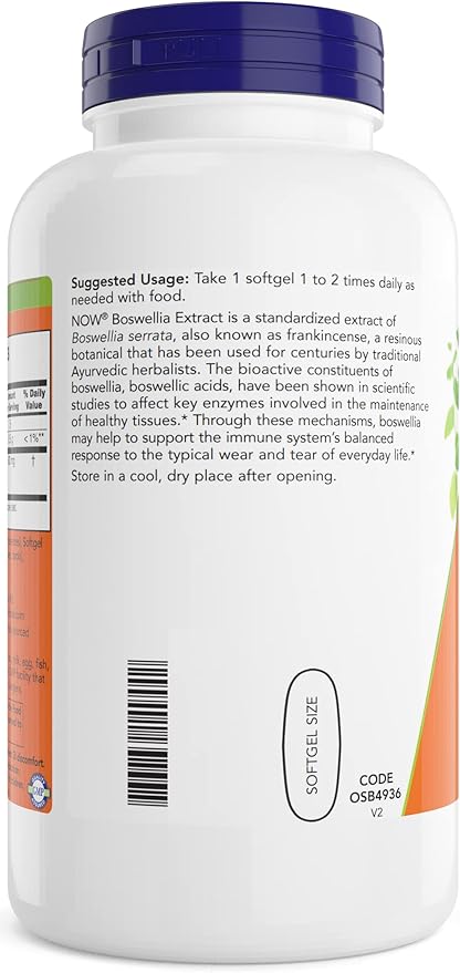 Now Boswellia Extract 500 mg 200 Softgels (Pack of 2) - Standardized Extract Supplement