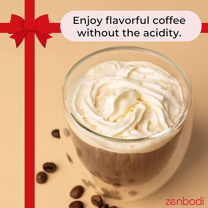 Zenbean Holiday Series Peppermint Mocha - Flavored Holiday Coffee Medium Grind Infrared Roasted Arabica Coffee Low Acid with Rhodiola Rosea and L-Theanine Makes 20 Servings 12 Ounce Bag