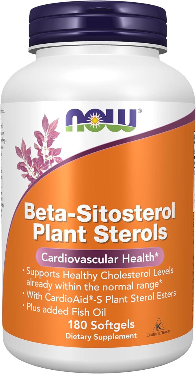 NOW Foods Supplements Beta-Sitosterol Plant Sterols with CardioAid®-S Plant Sterol Esters and Added Fish Oil 180 Softgels