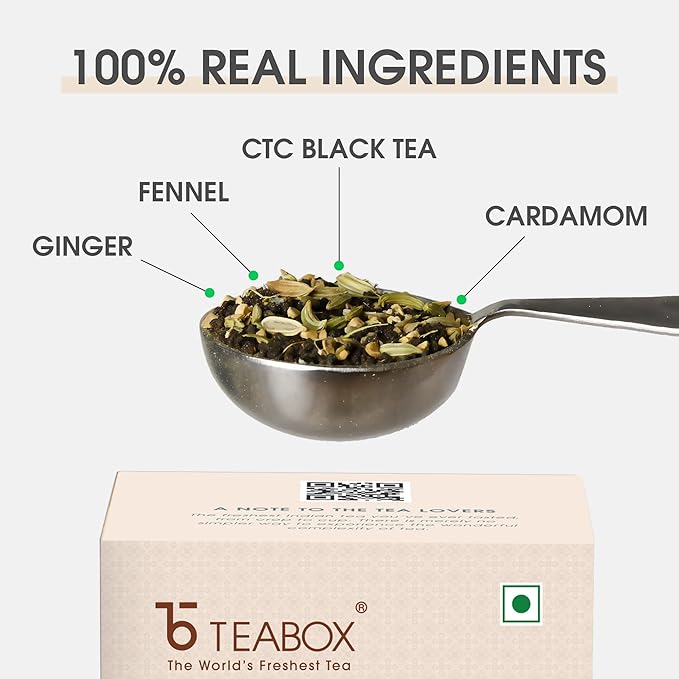Teabox Bombay Cutting Chai | Inspired By The Bustling City | Blended With Natural Cardamom Ginger &amp Fennel 250 Grams
