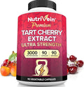 Nutrivein Premium Tart Cherry Capsules 3000mg: Ultra Strength Tart Cherry Extract Supplement for Post-Athletic Recovery Detox Rest &amp Mobility