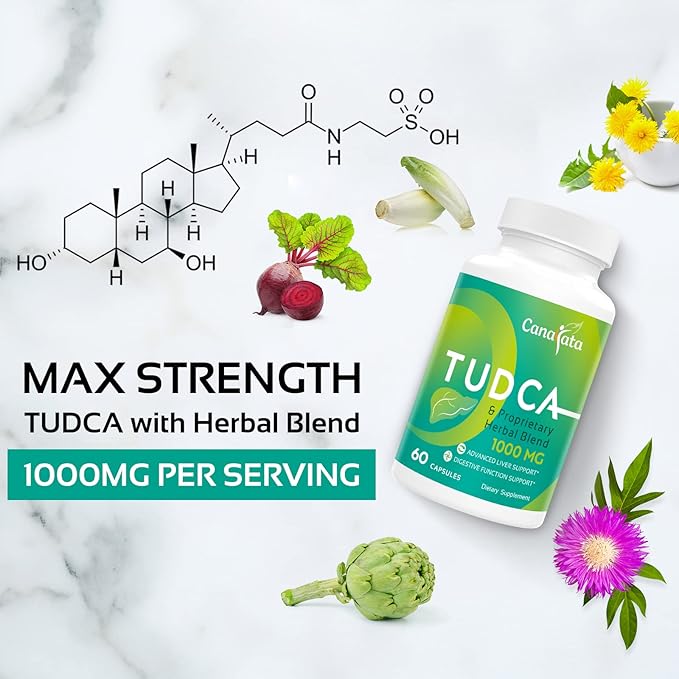 TUDCA Liver Support Supplements 1000mg - 60 Vegan CapsulesTUDCA Bile Salts with Milk Thistle Herbal Blend Formula for Cleanse Detox &amp Repair