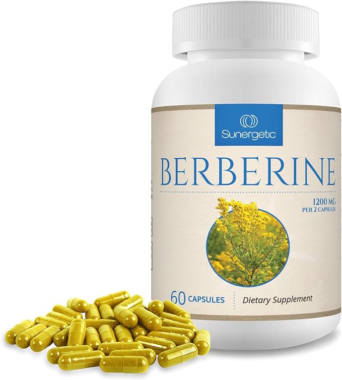 Sunergetic Premium Berberine Supplement - 1200mg Per Serving - Berberine HCL Supplement Non-GMO - Immune Support- 60 Capsules