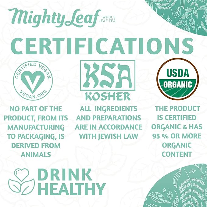 Mighty Leaf Organic Spring Jasmine Green Tea – 1 lb Bulk Loose Leaf Bag – Lightly Caffeinated Premium Whole Leaf Green Tea Naturally Scented with Jasmine Blossoms – Hot or Iced Brewing
