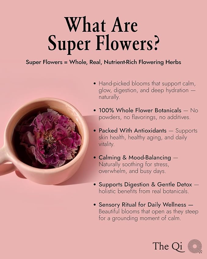 The-Qi Shangri-La Rose Blooming Flower Tea – The Qi 9 Pcs Handpicked Whole Rose Flowers – 100% All Natural Blooming Tea Gift Set for Inner Calm &amp Relaxation Caffeine-free – Makes 27 Cups