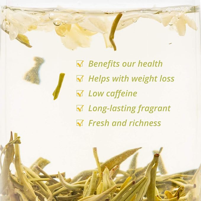 Oriarm 2025 Bi Tan Piao Xue Jasmine Tea Loose Leaf 900g (Pack of 2) - Chinese Mao Feng Green Tea with Jasmine Flowers - Yuqian 1st Grade