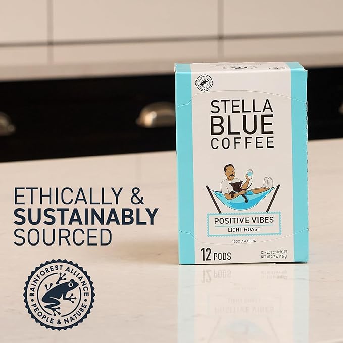 Stella Blue Coffee Pod Variety Pack Positive Vibes Light Roast And Electric Avenue Dark Roast 100% Arabica Coffee Vanilla Fruity And Chocolate Notes 24 Recyclable K Cup Pods Each Bundle