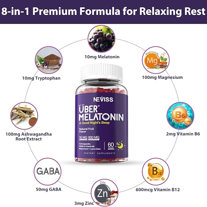 NEVISS Melatonin Gummies 10mg + Sugar Free Probiotics Gummies
