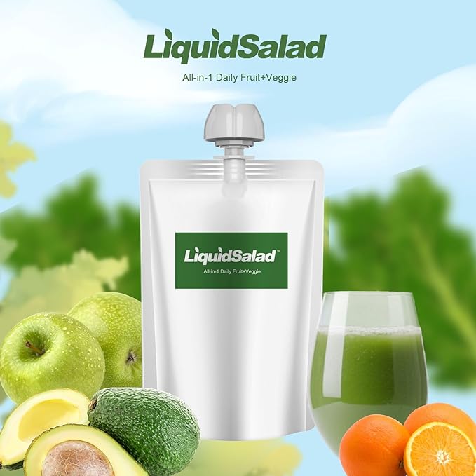 Liquid Salad 16 Fruits &amp Vegetables Juice Superfood Smoothie Pouches Assorted Ready-to-Eat Salad with dietary fiber &amp Prebiotic Wholesome Vegan Snack 14 Pouches