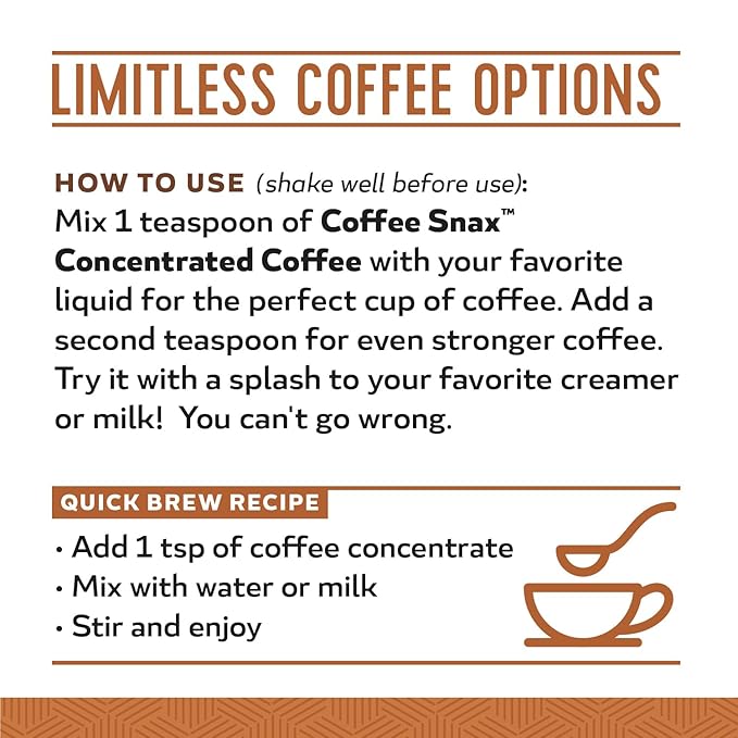 Coffee Snax Cold Brew Coffee Concentrate Caramel Coffee Concentrate with No Added Sugar (Bulk 96 Servings Bottle Caramel)