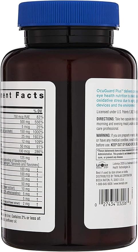 Twinlab Ocuguard Plus - Eye Supplement with Zinc Vitamin A C &amp D - 60 Veggie Capsules