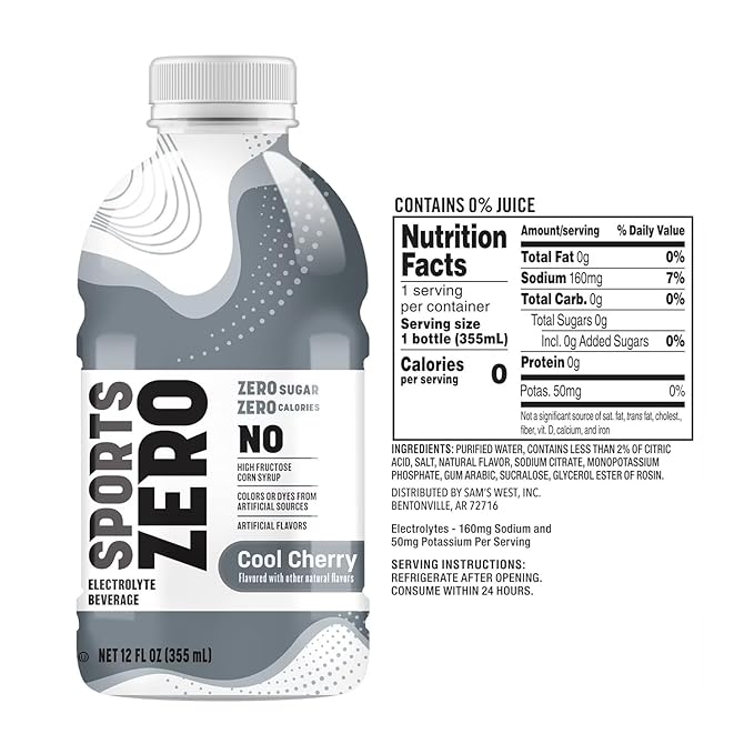 Sports Drink Zero Variety Pack 12 fl oz Bottles (24 Pack) - Zero Sugar &amp Zero Calorie Electrolyte Hydration - Includes Fruit Punch Cool Cherry and Crystal Berry - Resealable On the Go Bottles